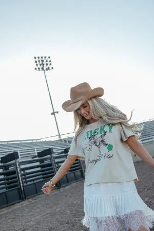 Textured Fabric Finish Reinforced Buttonholes Lucky Cowgirl Club Graphic Tee