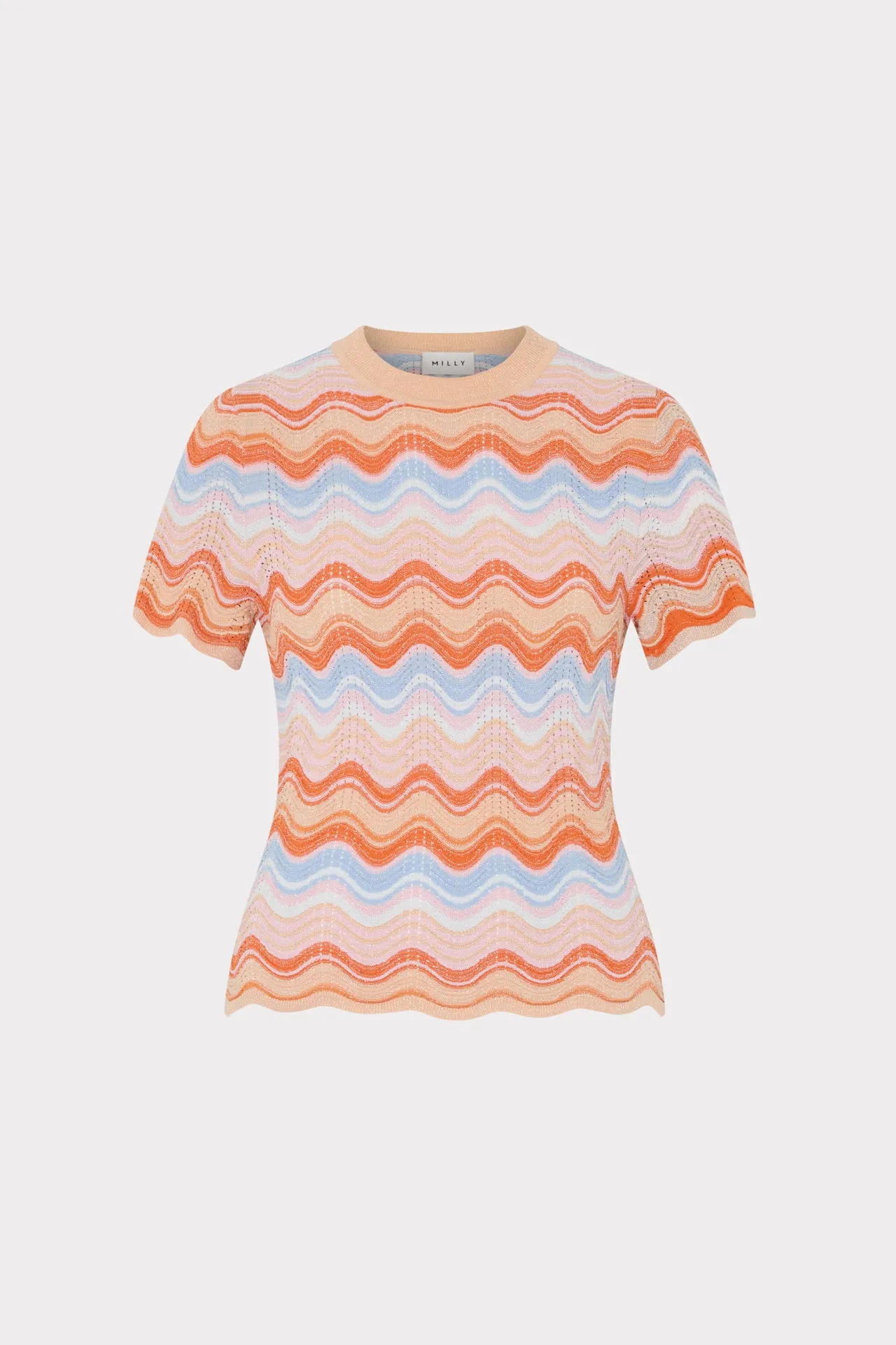 MultiPanelDesign Scallop Wave Short Sleeve Top