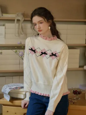 No Iron Fabric TumbleDryFriendlyMaterial ??Final Sale??Max Ruffled Collar Bow Sweater