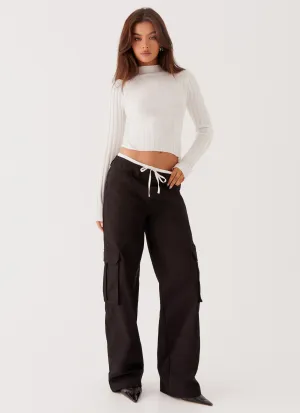 Odor Control Fabric Grace Lily Cargo Pants - Black