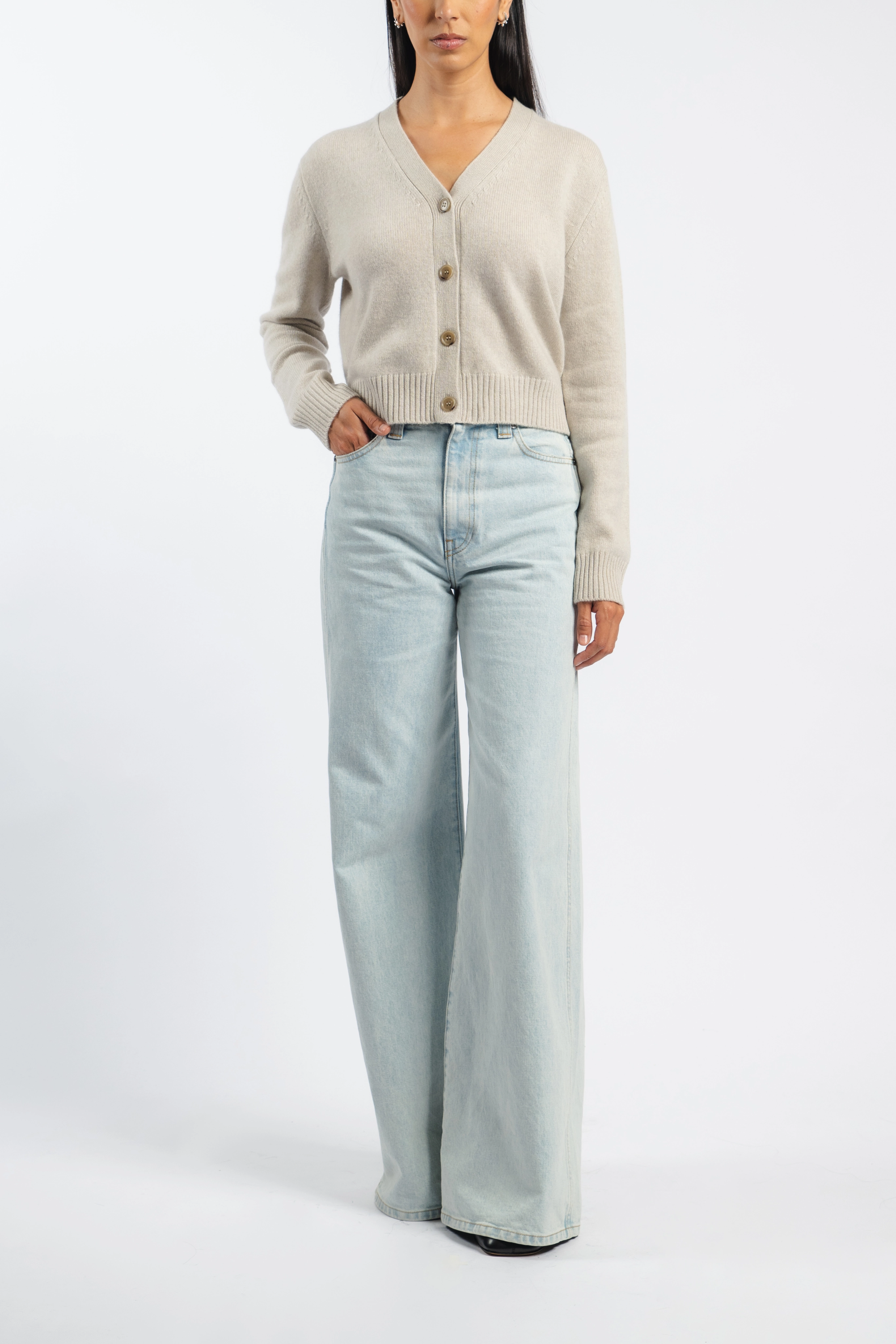 Marion Cardigan simple design Polo Neckline