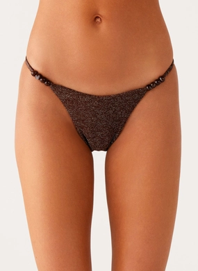 Serefina Bead Bikini Bottom - Chocolate Body Contouring Sporty Look