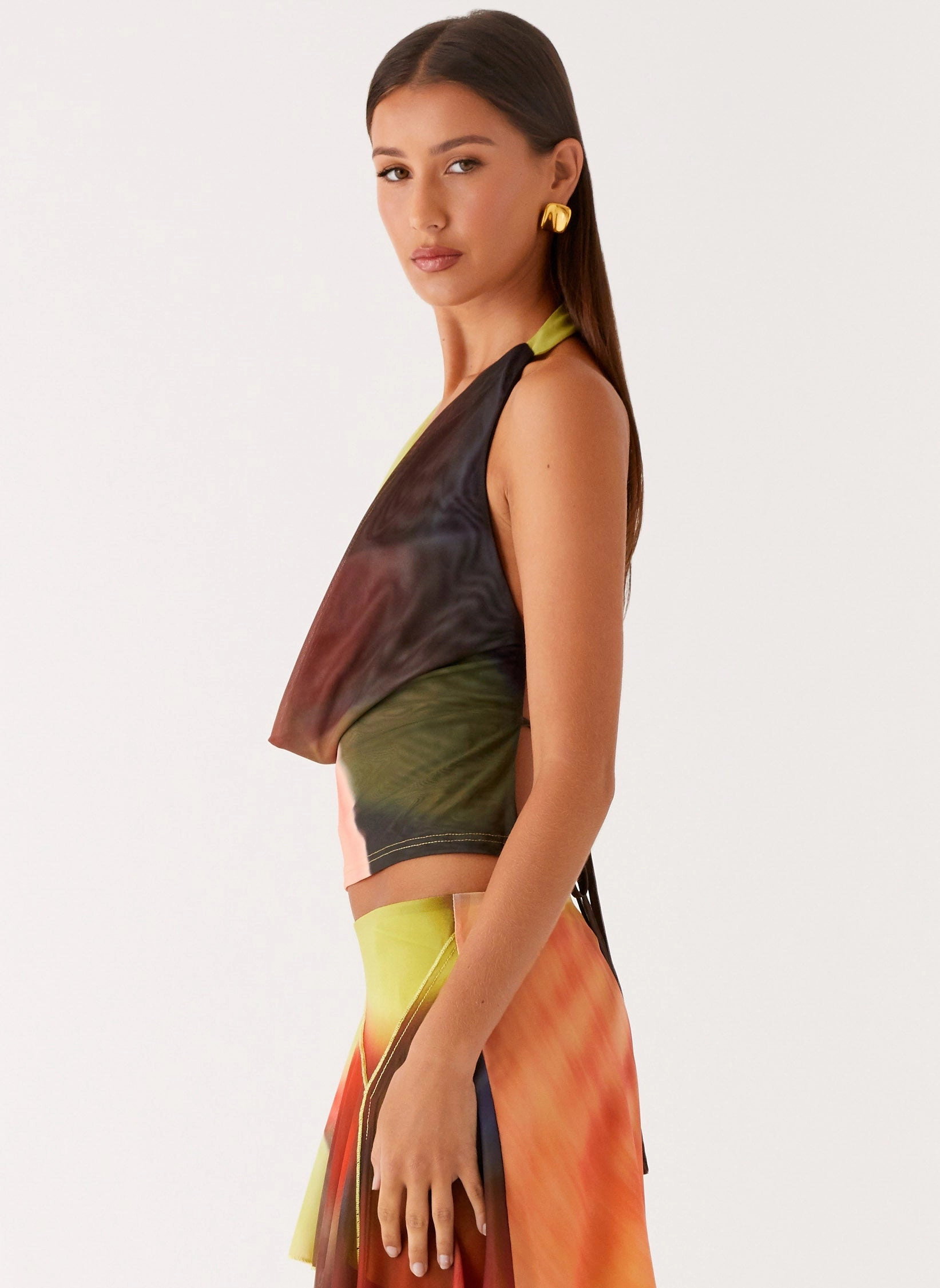 Fitted Blouse Gym Wear Lustra Cowl Top - Moody Floral