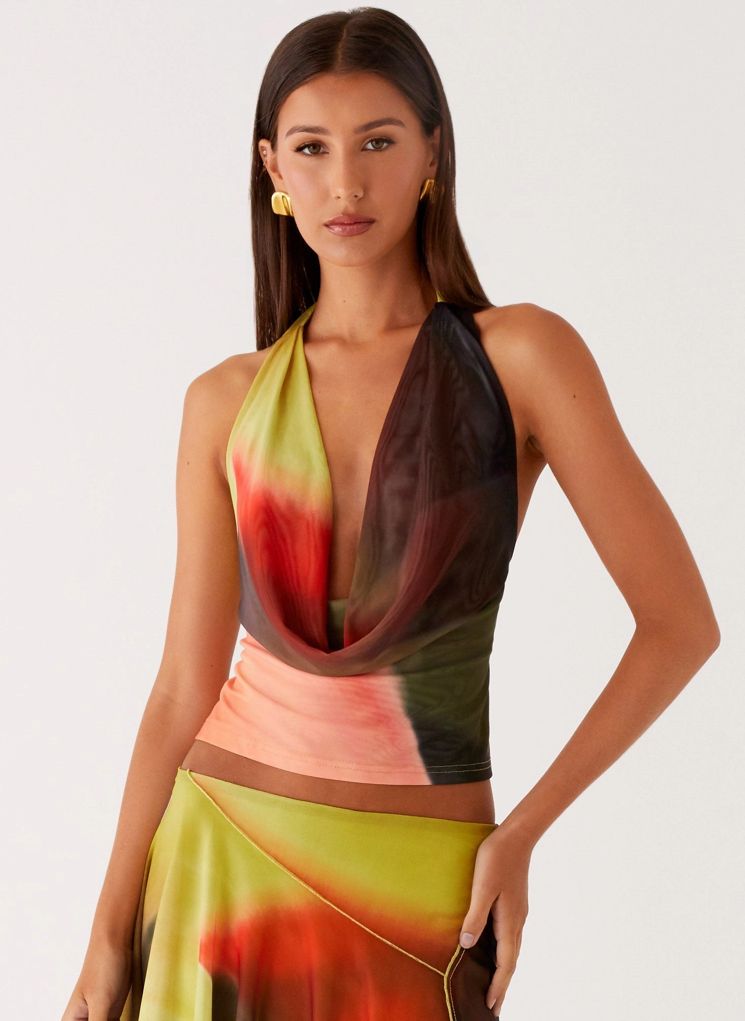 Lustra Cowl Top - Moody Floral Noise Reducing Fabric Treatment