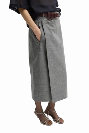 Techy Bonded Wool Wrap Midi Skirt Resale Value Seamless Design