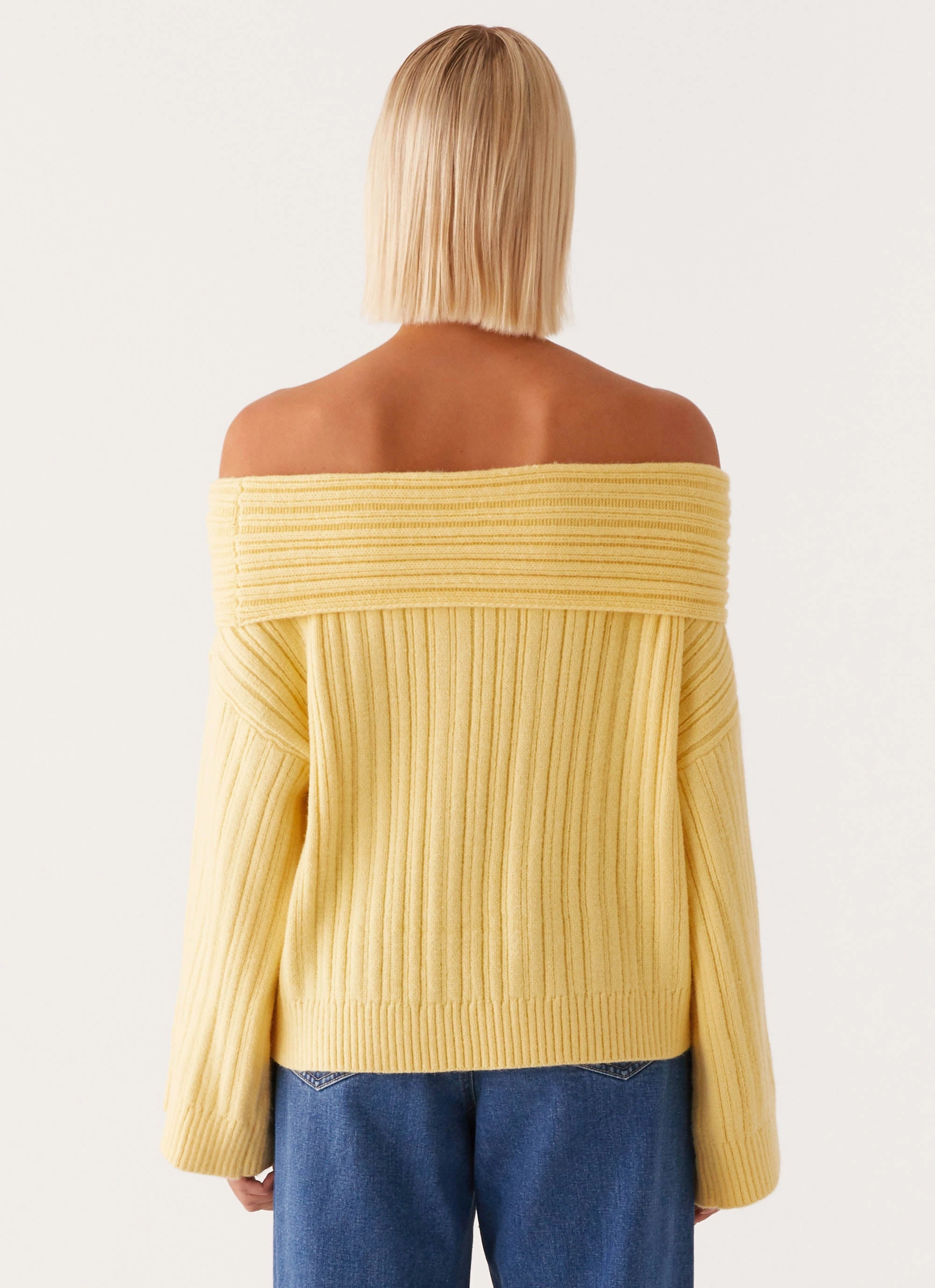 Federica Off Shoulder Knit - Lemon Office Wear Climate Adaptive Design