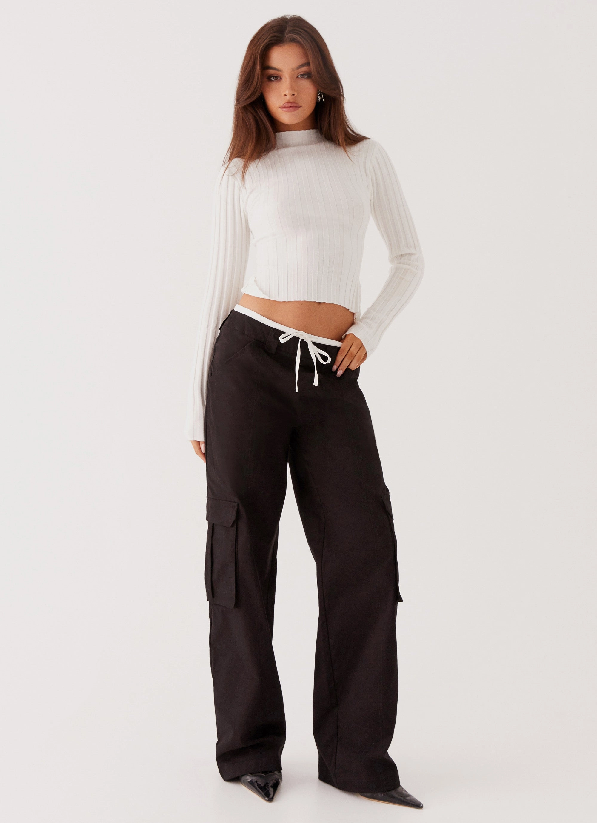 Odor Control Fabric Grace Lily Cargo Pants - Black