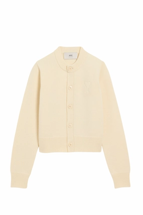 Office Layer Embossed Ami De Coeur Crewneck Cardigan