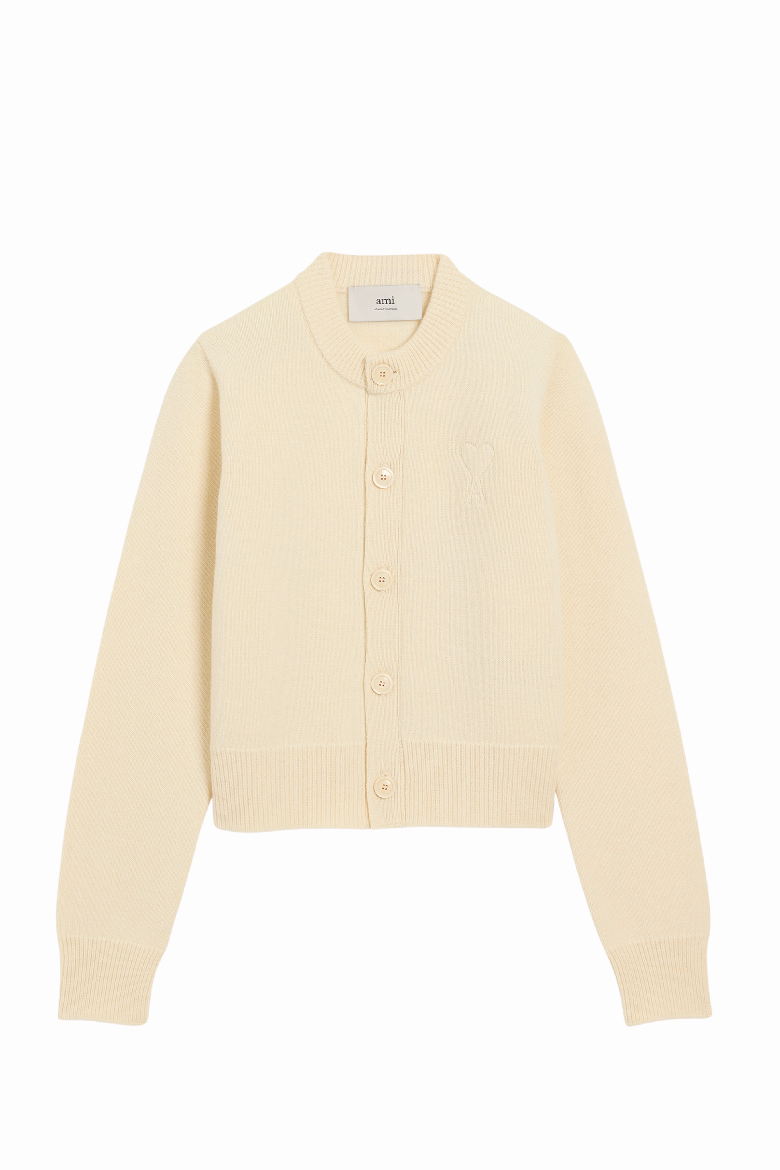 Office Layer Embossed Ami De Coeur Crewneck Cardigan