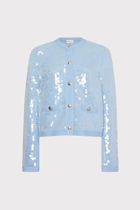 Smooth Zipper Track Iman Sequin Knit Cardigan