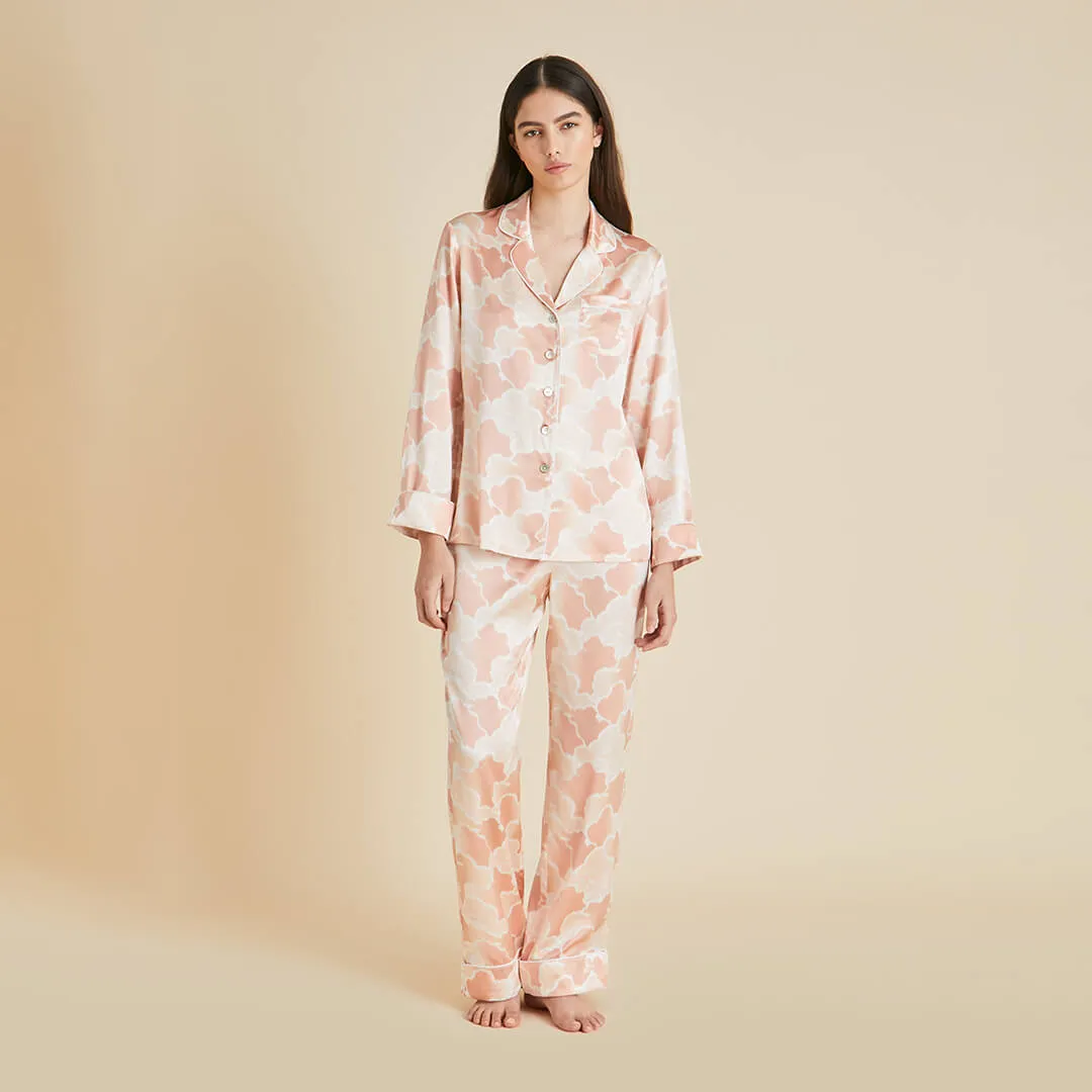 Lila Icarus Peach Cloud Pajamas in Silk Satin