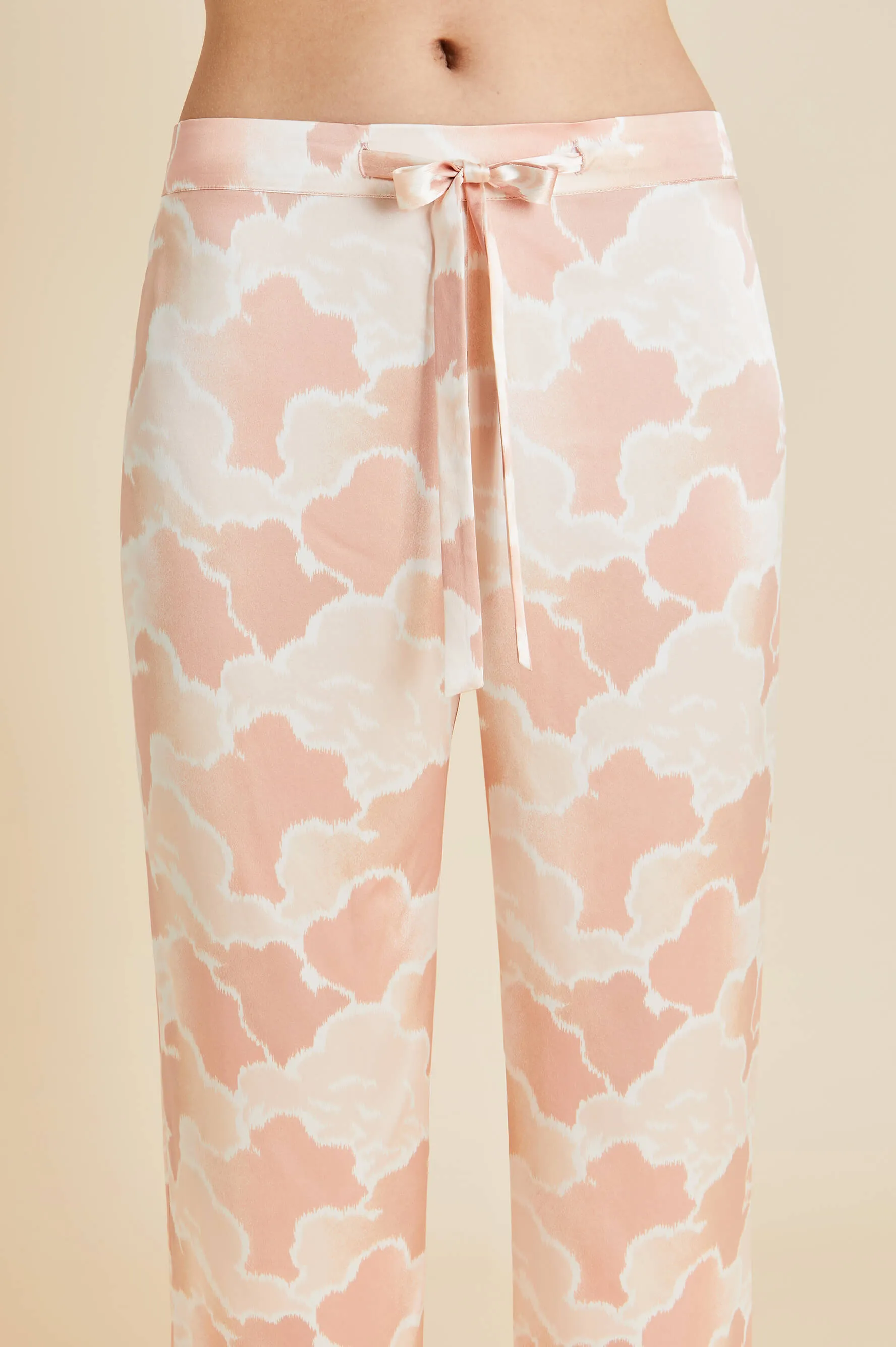 Lila Icarus Peach Cloud Pajamas in Silk Satin