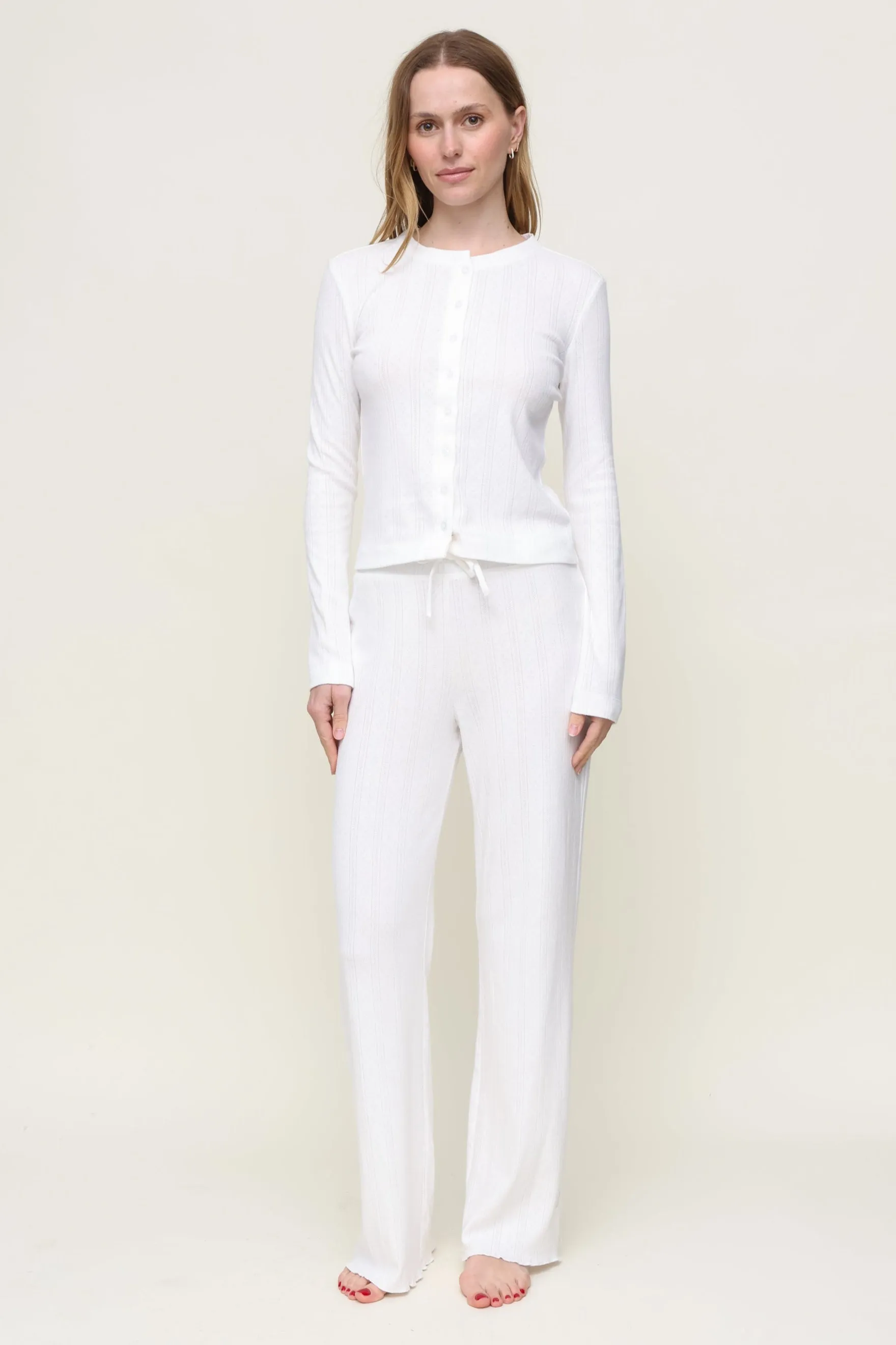 Scoop Neck Shape Lila Pointelle Long Sleeve