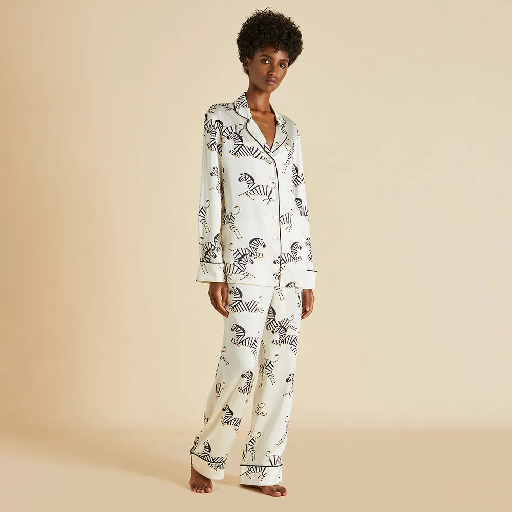 Lila Zebedee Ivory Pajamas in Silk Satin