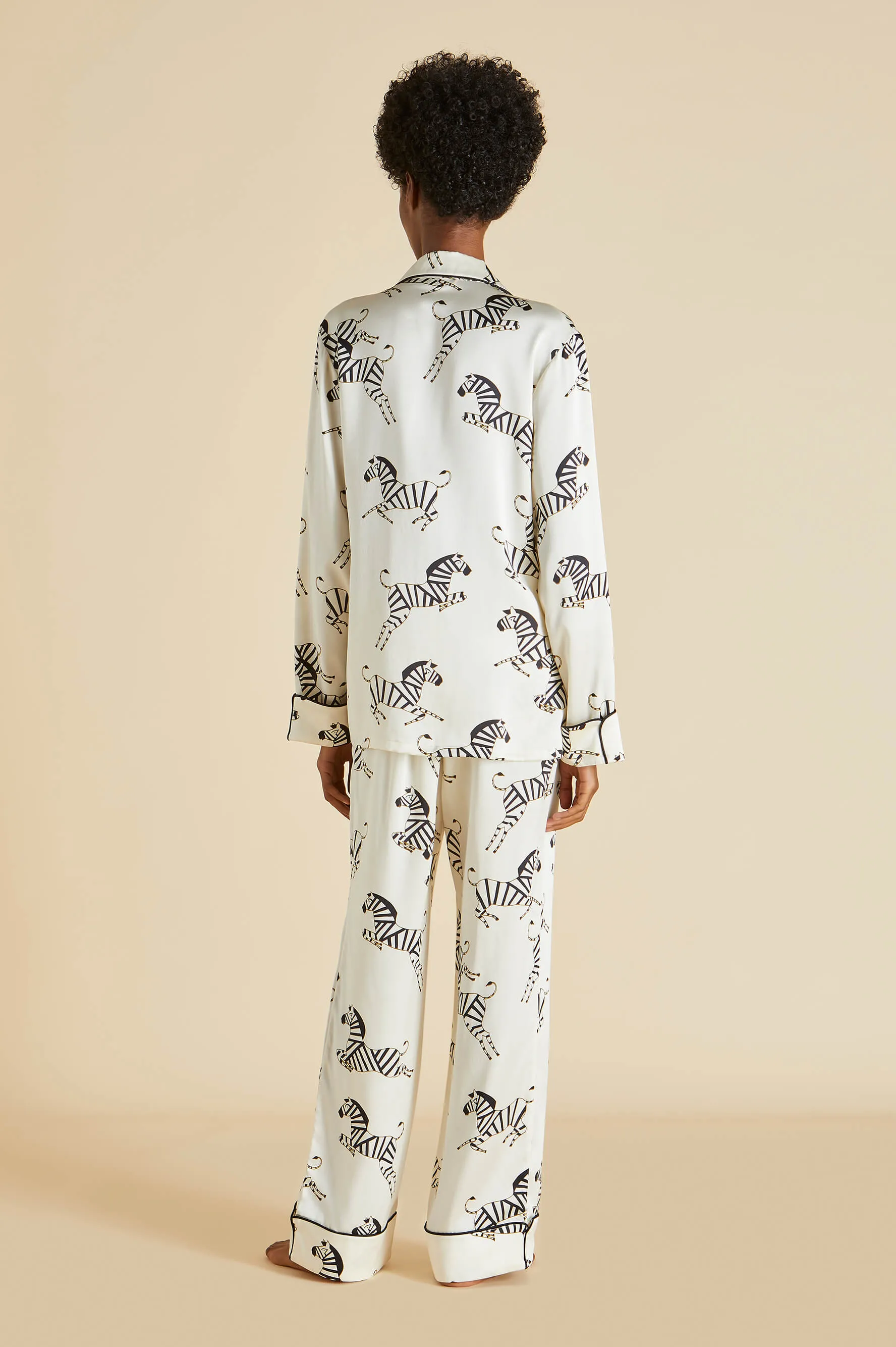 Lila Zebedee Ivory Pajamas in Silk Satin