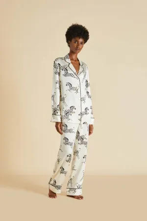 Lila Zebedee Ivory Pajamas in Silk Satin