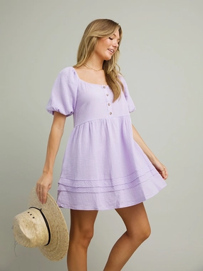 Urban appeal Flexible Comfort Lilac Puff Sleeve Dress