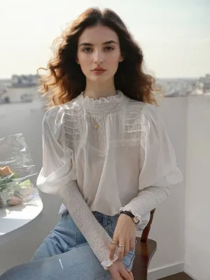 Lilian Retro Ruffle Neck Blouse OdorResistant Fabric NonChafingEdges