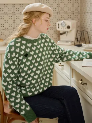 Non Irritating Label Liliana Classic Ribbed Crew Neck Sweetheart Sweater
