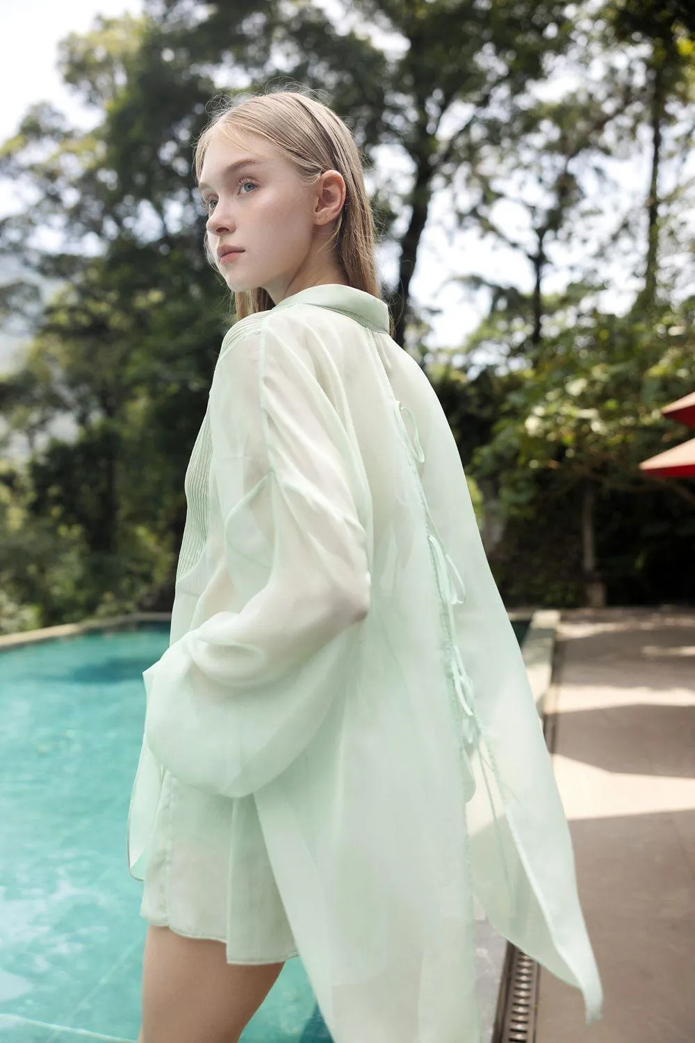 Lilibet Straight Pleated Silk Mini Shorts