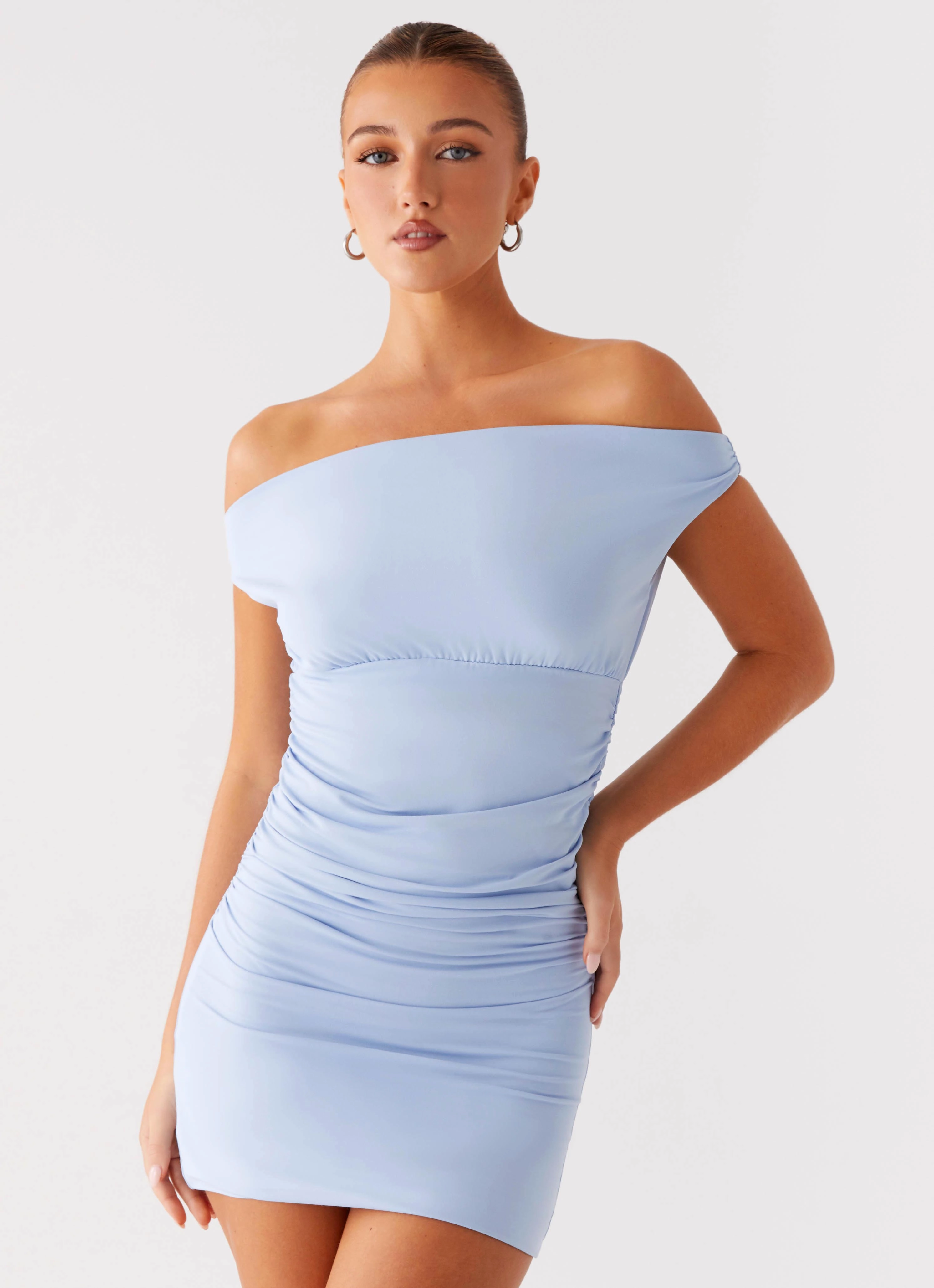 Lilosa Mini Dress - Blue Removable Belt Quick Wear