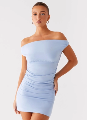 Lilosa Mini Dress - Blue Removable Belt Quick Wear