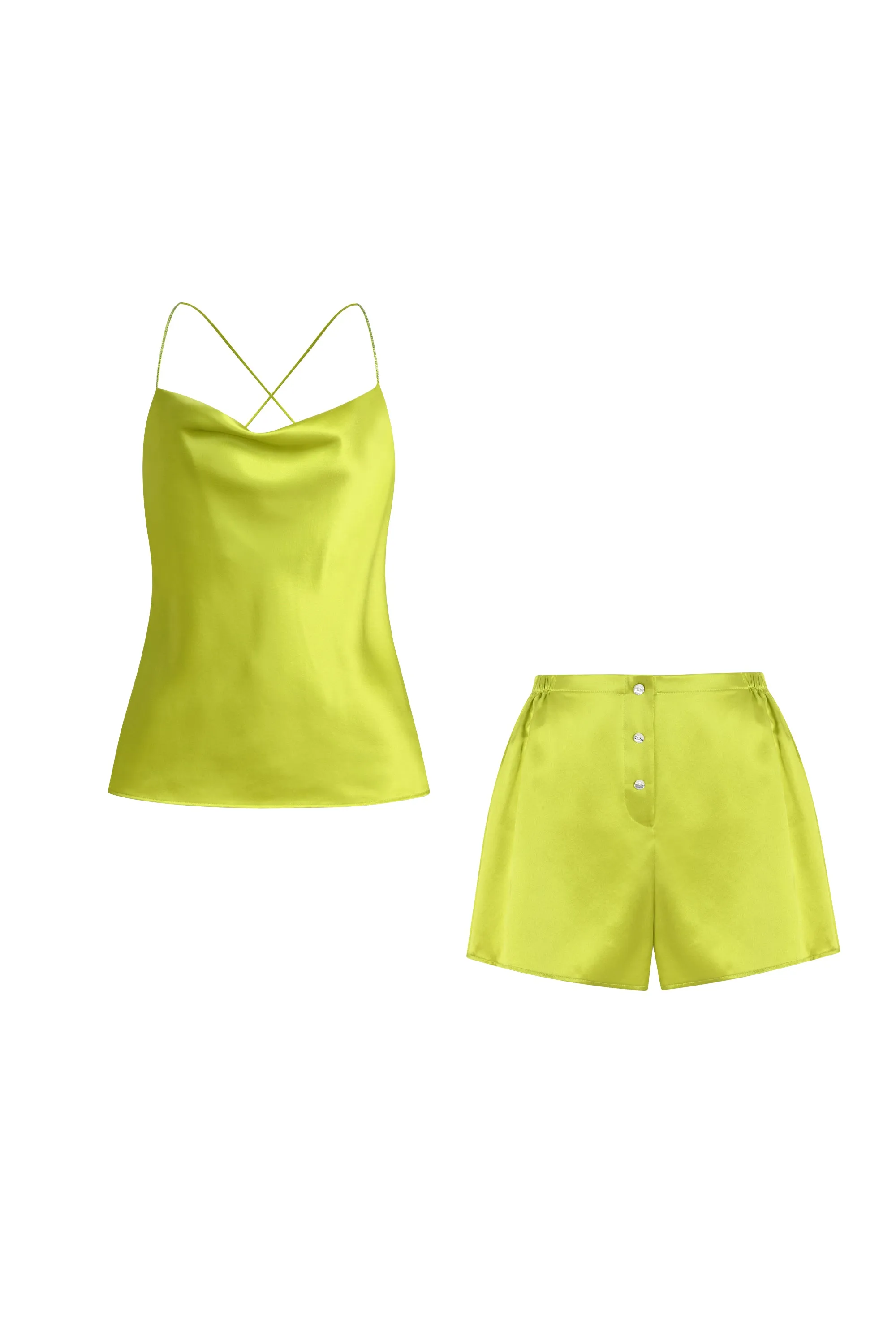 Lime Silk Shorts Pyjama Set