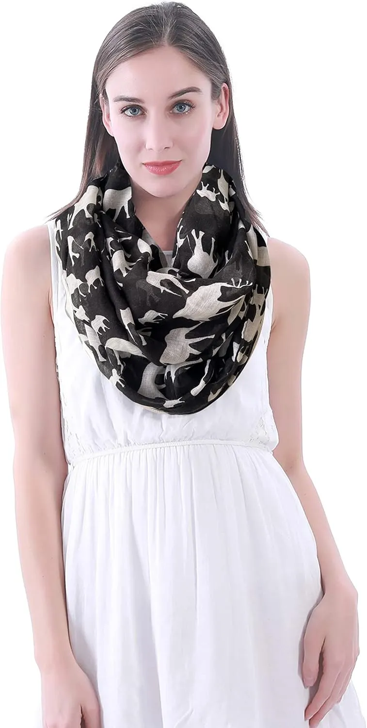 Lina & Lily Elephant Animal Print Women's Infinity Scarf Lightweight