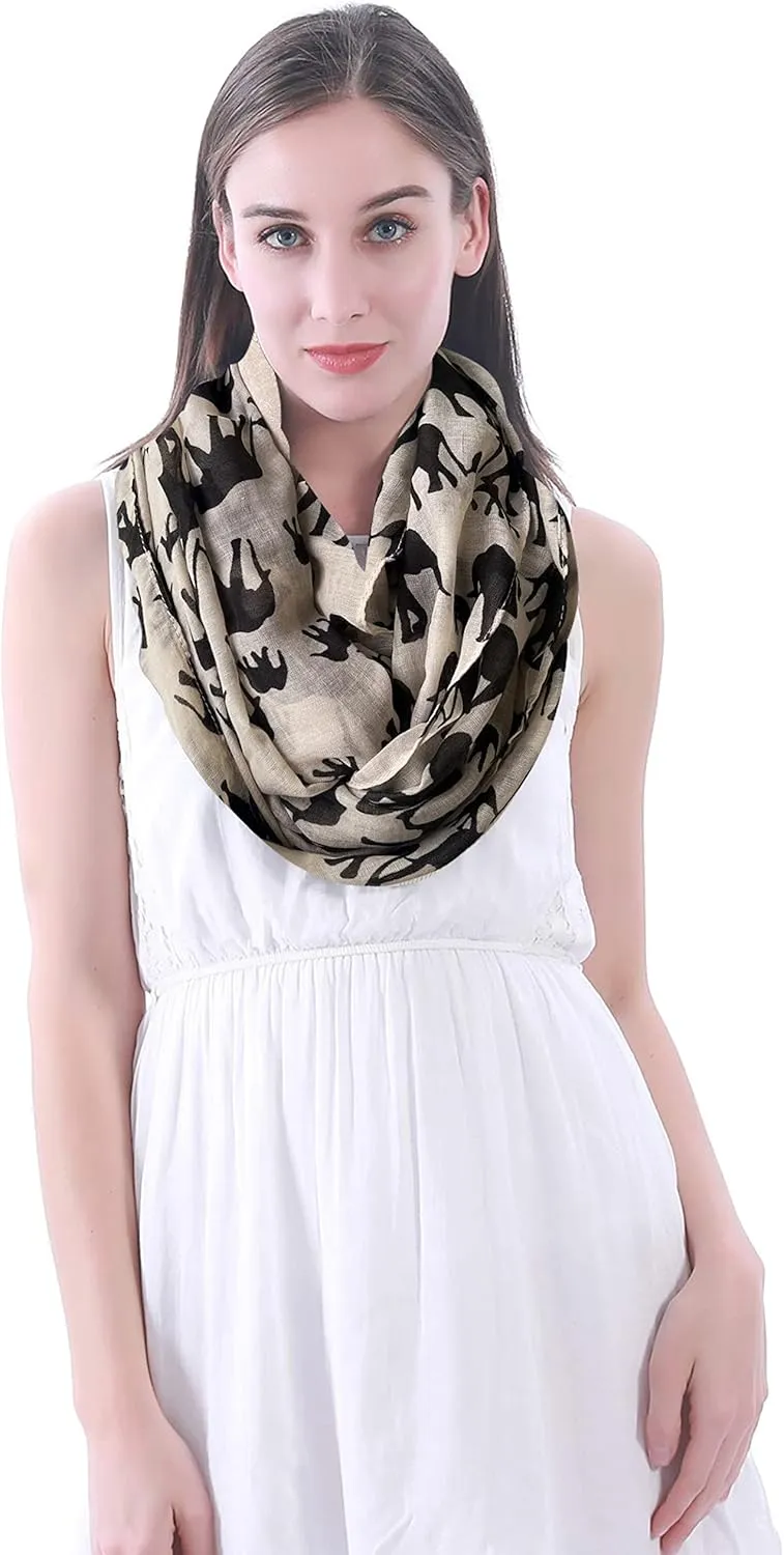Lina & Lily Elephant Animal Print Women's Infinity Scarf Lightweight