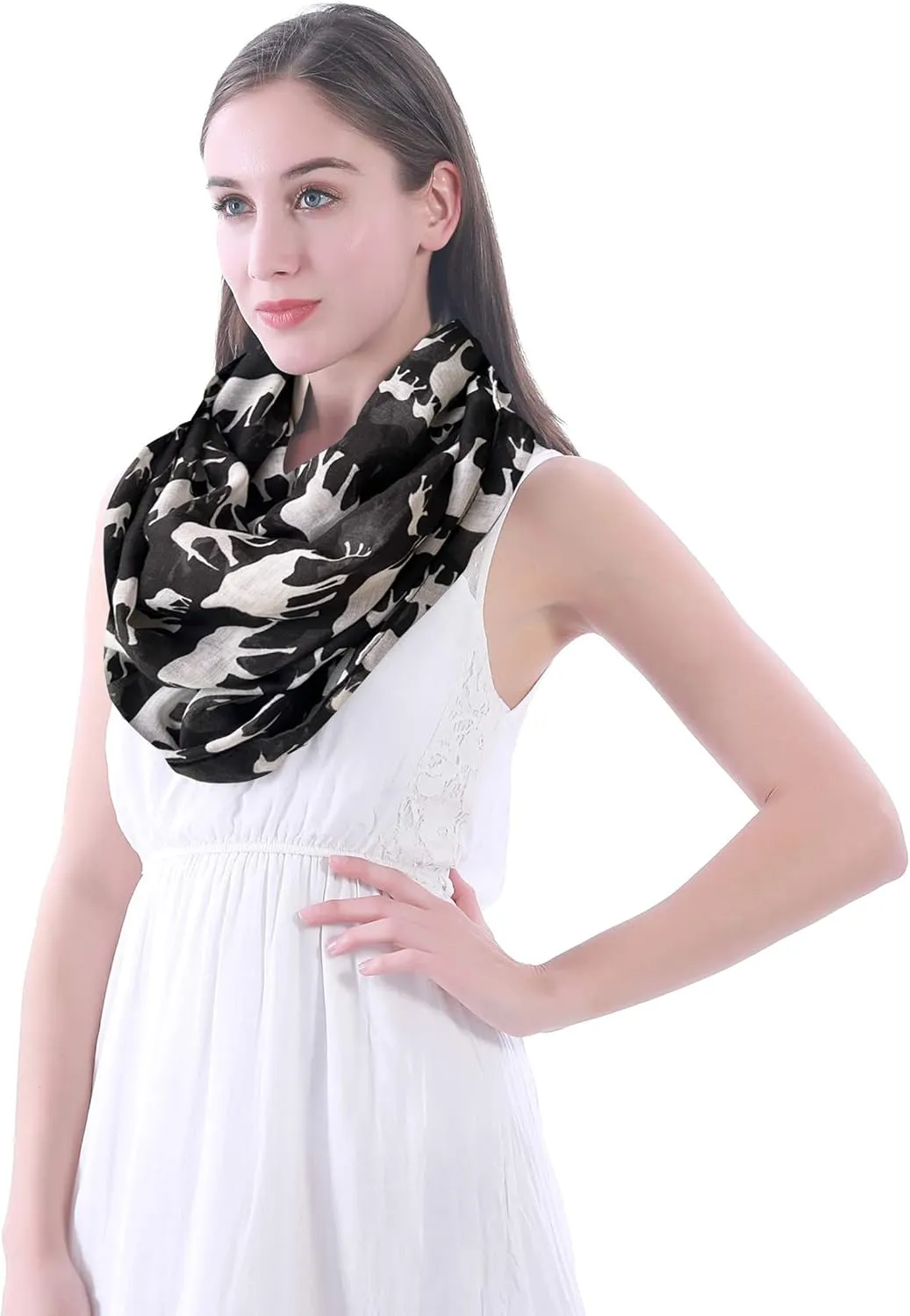 Lina & Lily Elephant Animal Print Women's Infinity Scarf Lightweight