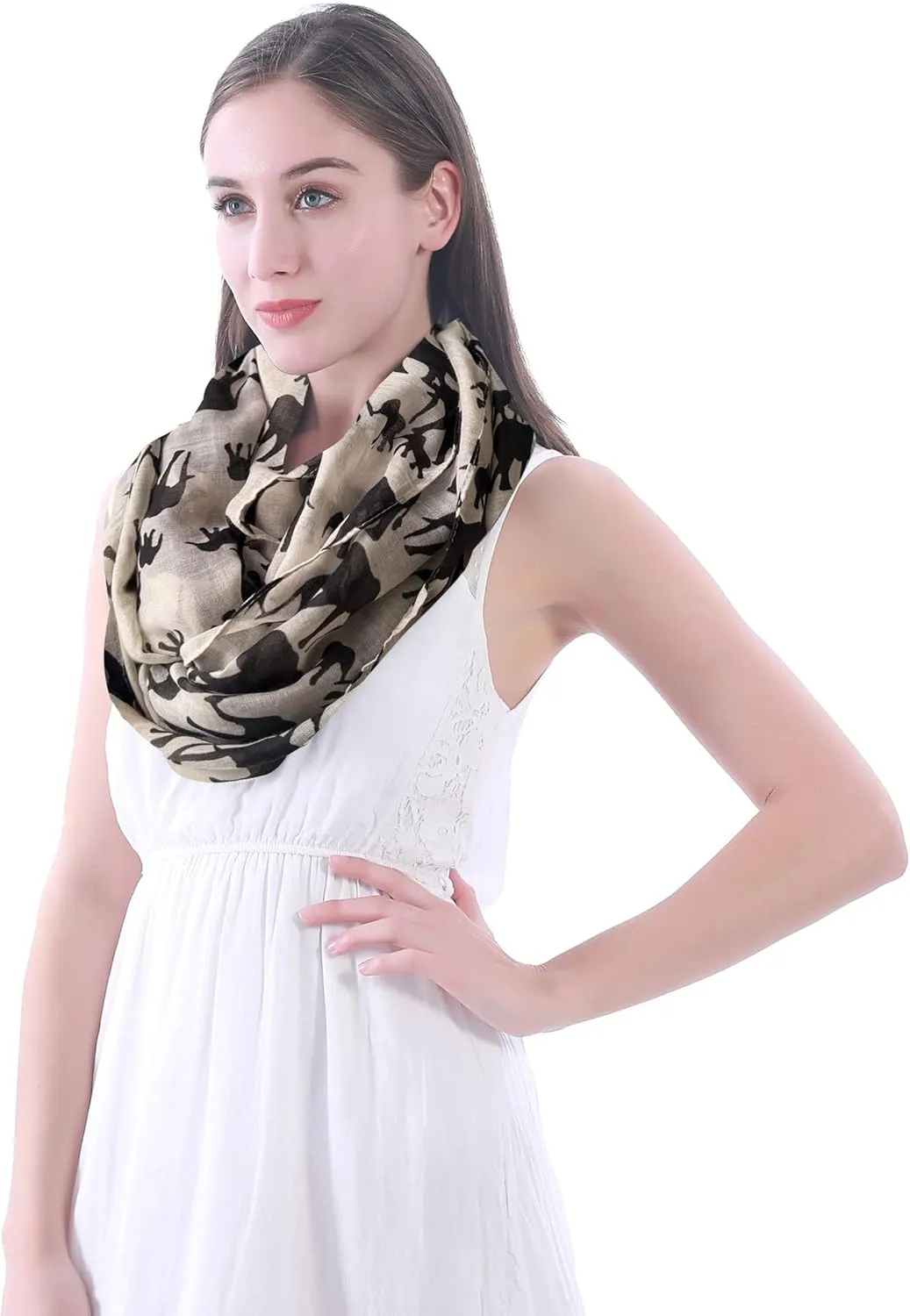 Lina & Lily Elephant Animal Print Women's Infinity Scarf Lightweight