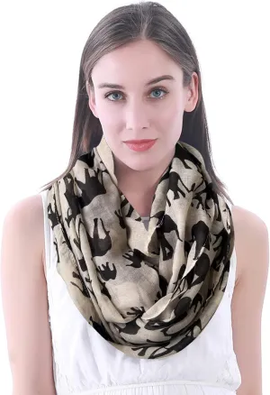 Lina & Lily Elephant Animal Print Women's Infinity Scarf Lightweight