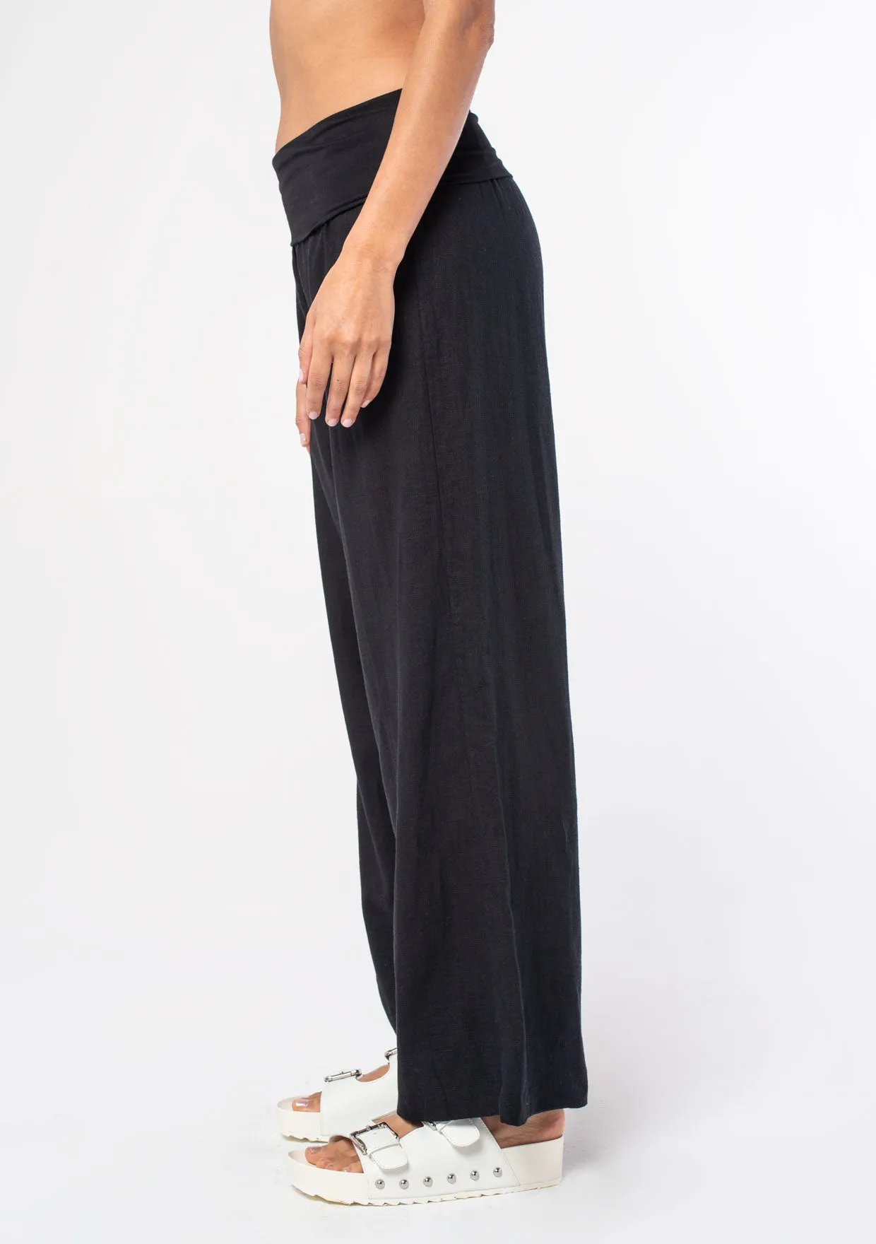 Linen Blend Bohemian Wide Leg Pants