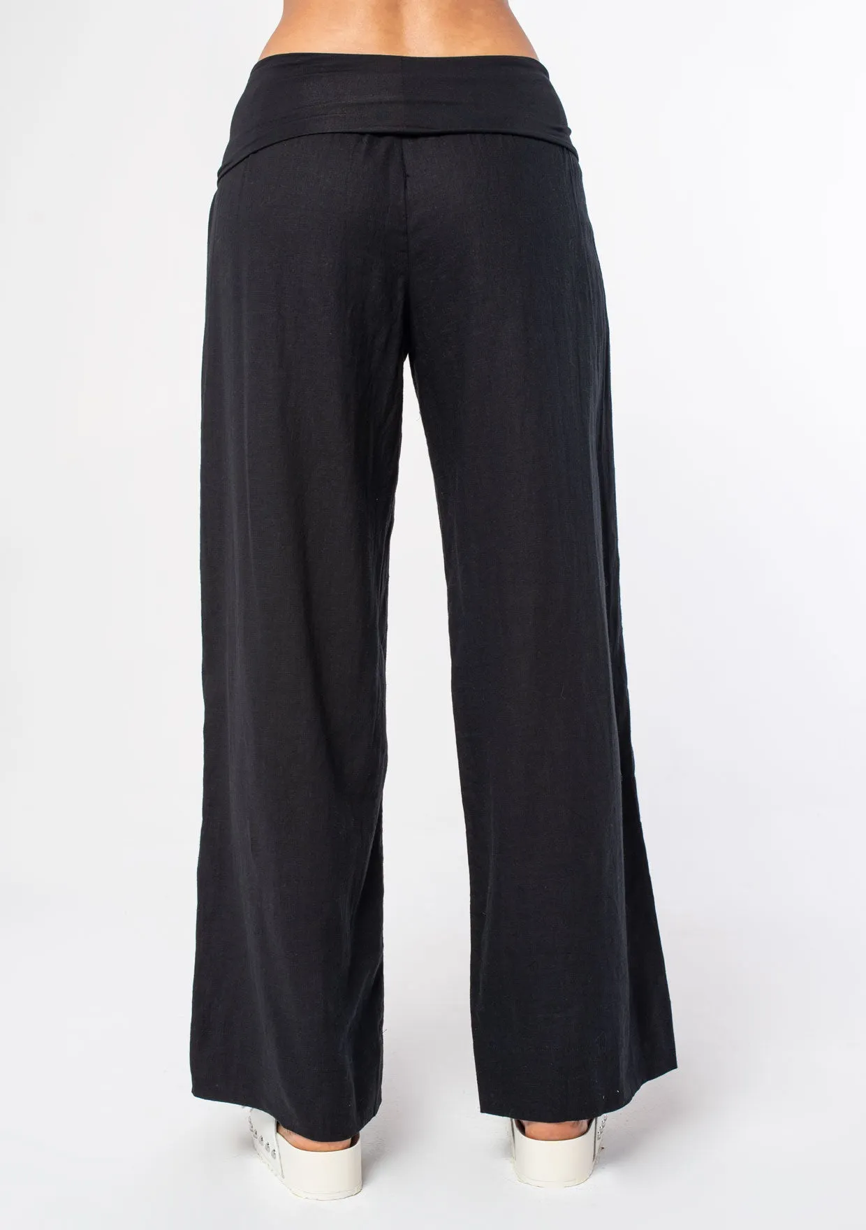 Linen Blend Bohemian Wide Leg Pants
