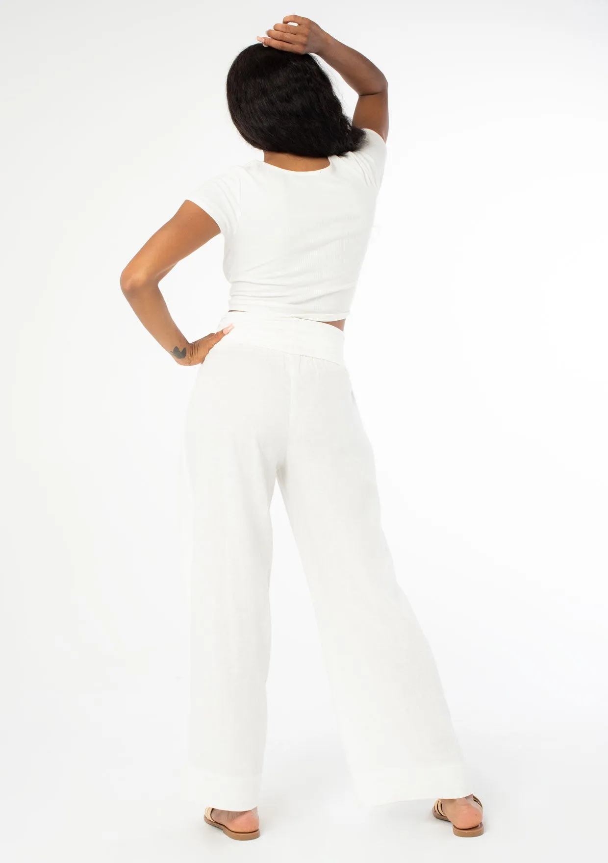 Linen Blend Bohemian Wide Leg Pants