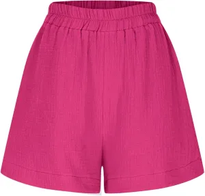 Linen Boxer Shorts for Women Comfy Summer Elastic Waist Pjs Bottoms Loose Sleepwear Lounge Pajama Shorts with Pockets