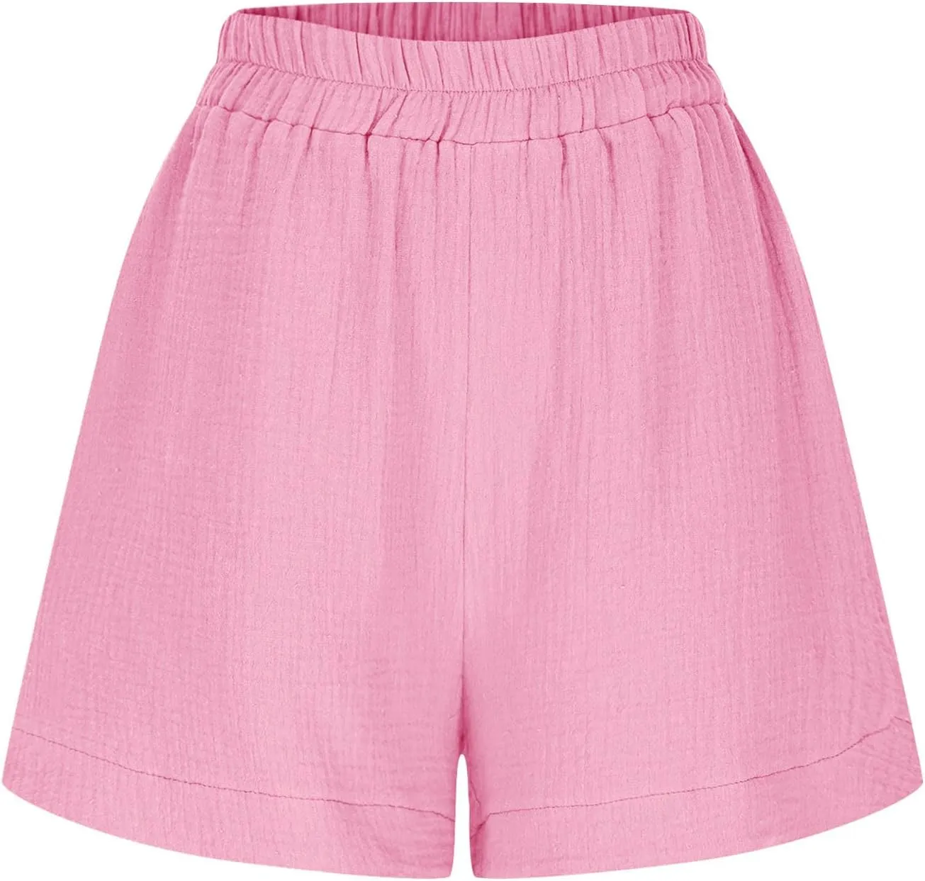Linen Boxer Shorts for Women Comfy Summer Elastic Waist Pjs Bottoms Loose Sleepwear Lounge Pajama Shorts with Pockets