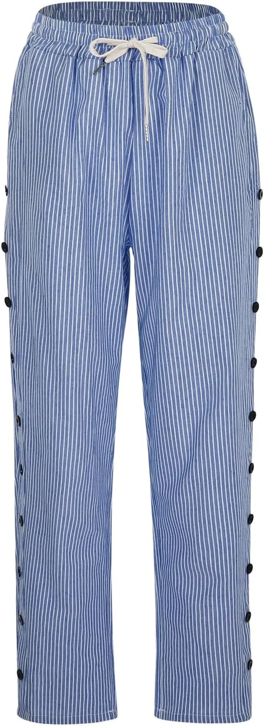 Linen Capris for Women Lightweight Summer Pants Drawstring Elastic Waisted Vacation Beach Linen Pants Casual Travel Trousers