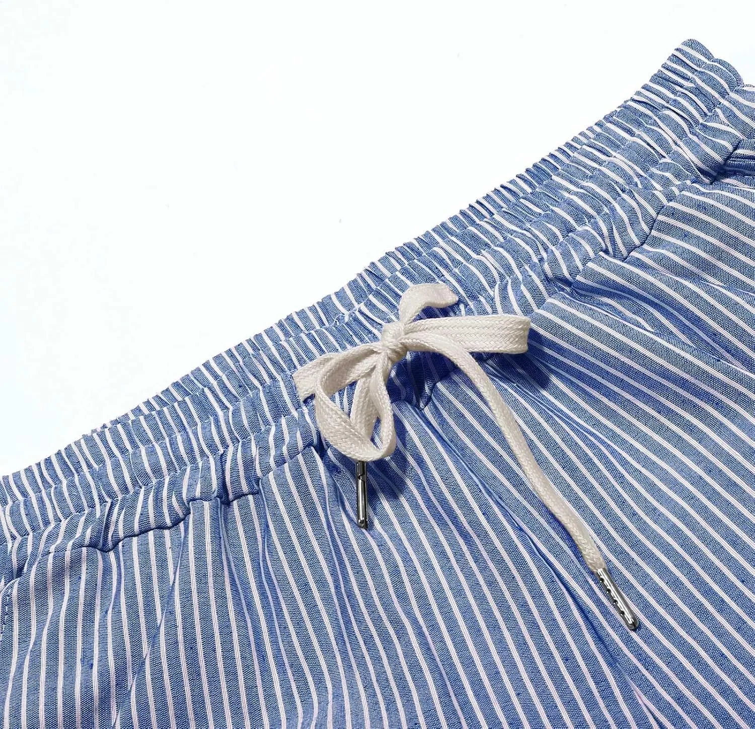 Linen Capris for Women Lightweight Summer Pants Drawstring Elastic Waisted Vacation Beach Linen Pants Casual Travel Trousers