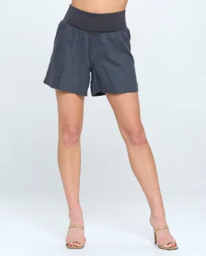Linen Foldover Waist Short, 4 Colors