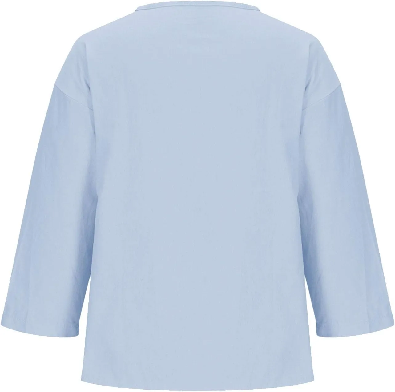Linen Tops for Women 2025 Summer Trendy 3/4 Sleeve Cotton Linen Shirt Casual Button V Neck Tunic Blouses Plus Size