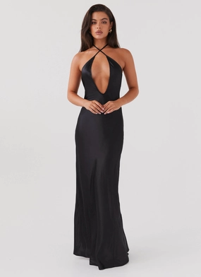 Noir Symphony Maxi Dress - Black Mom Chic