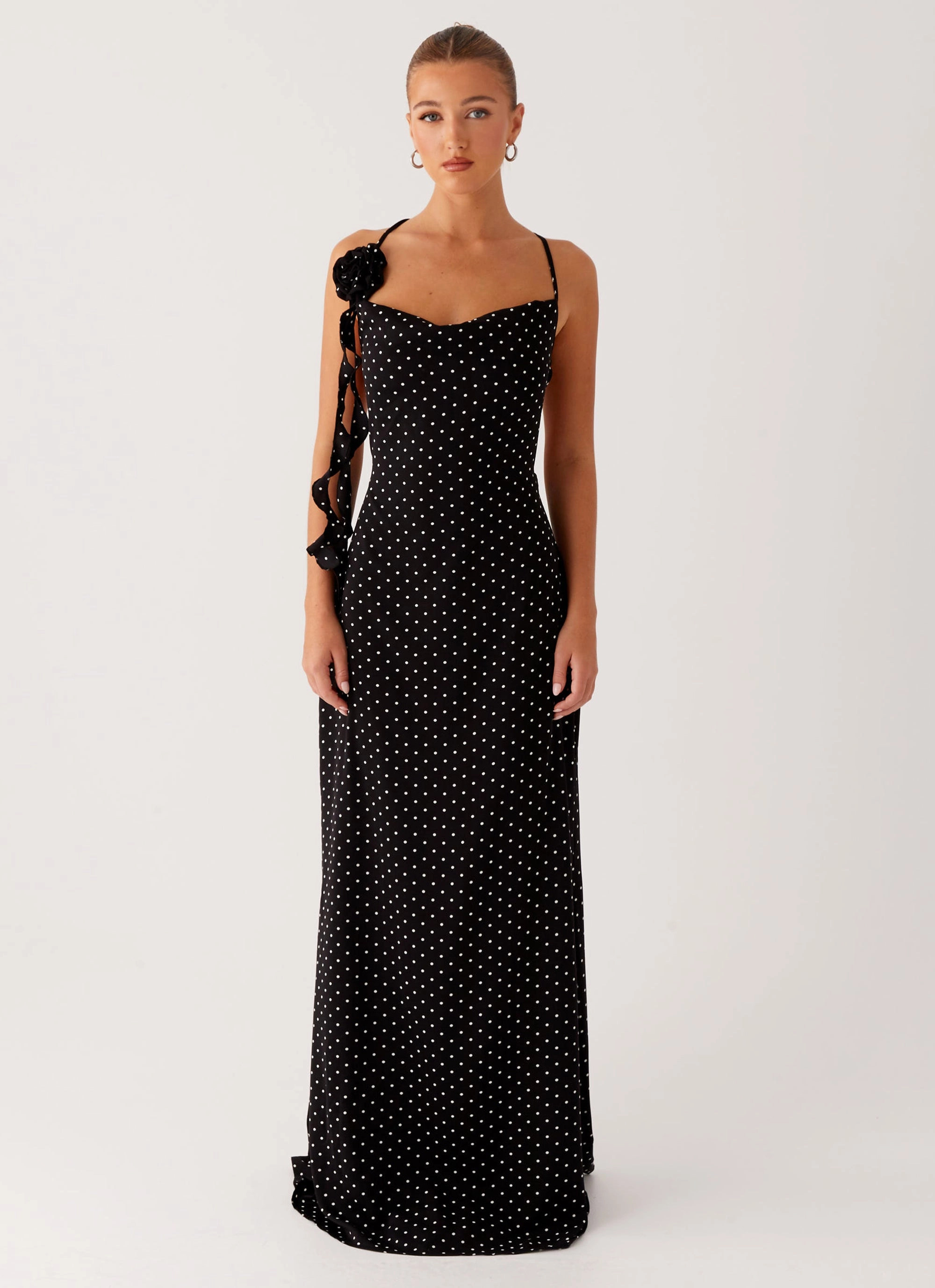 Purely Maxi Dress - Black Polka Dot Fashionable Fit