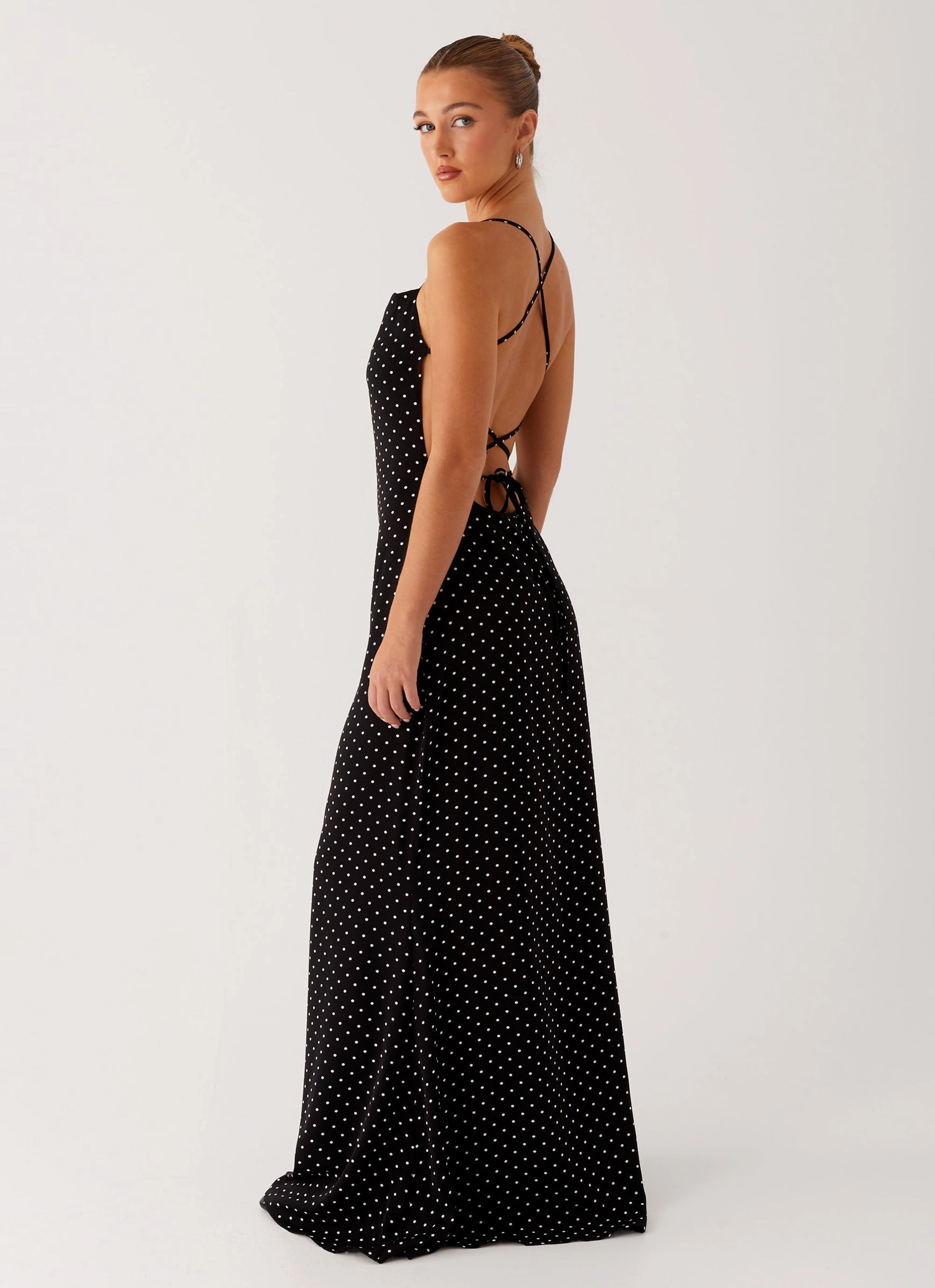 Purely Maxi Dress - Black Polka Dot Artistic Shape Retro Mood