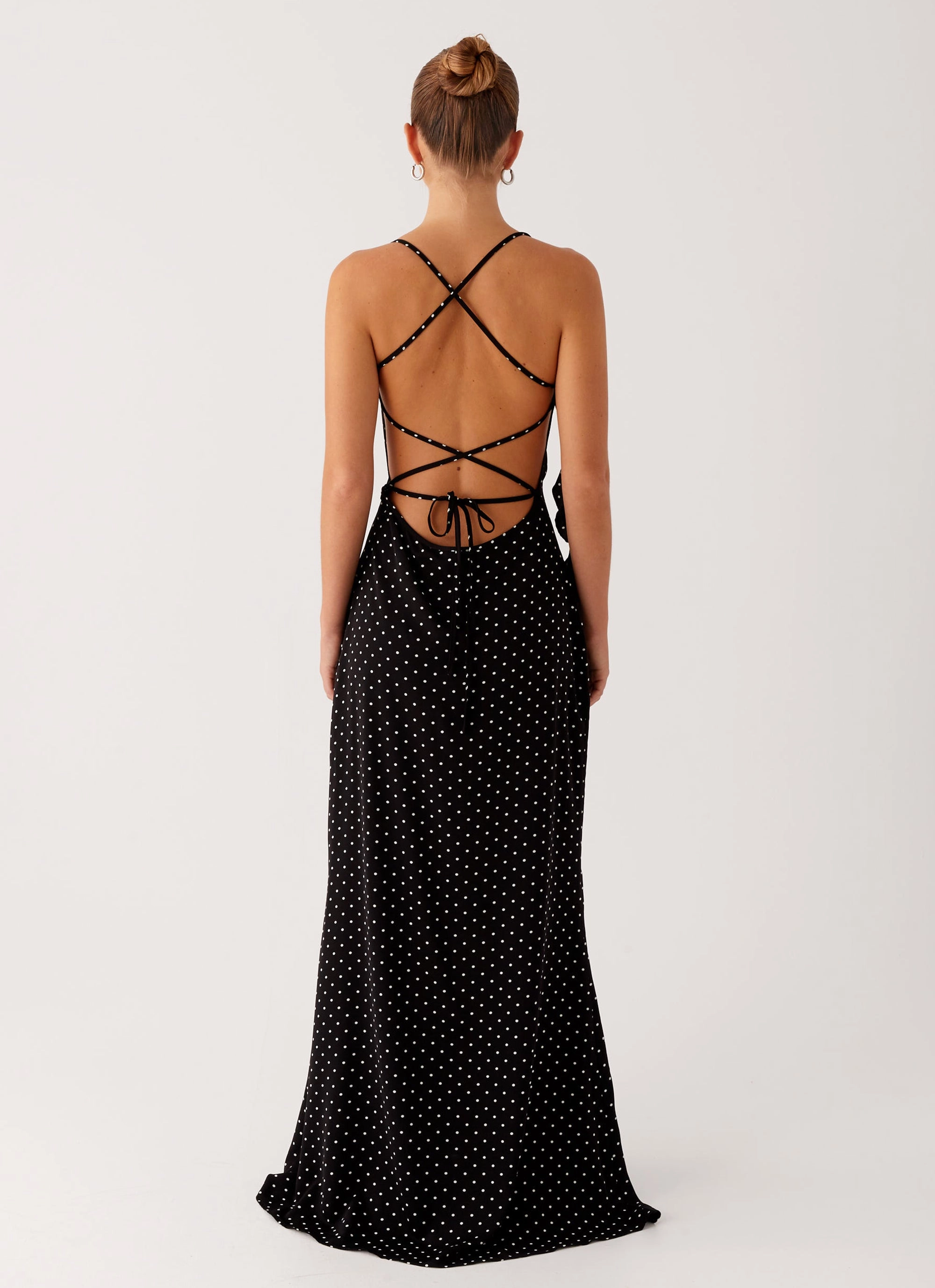 Knot-Detail City Essential Purely Maxi Dress - Black Polka Dot