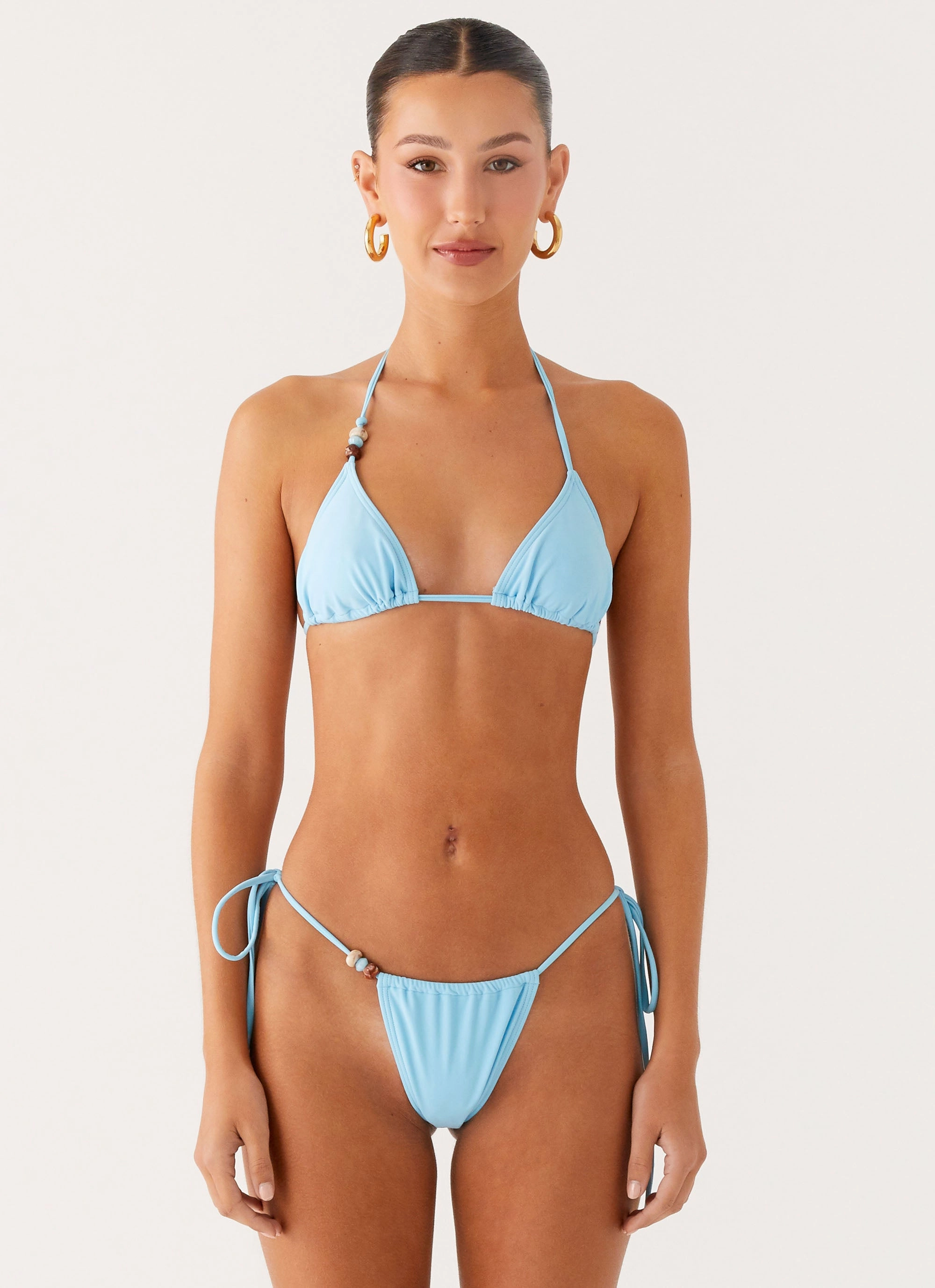 Scoop neck Liona Bead Bikini Bottoms - Turquoise