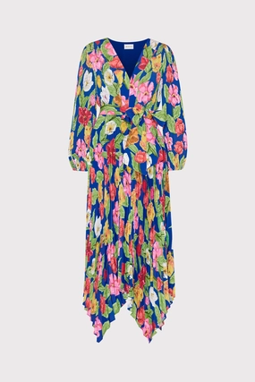 Liora Tulip Rosette Pleated Dress Relaxed Style Wear Smooth-Finish