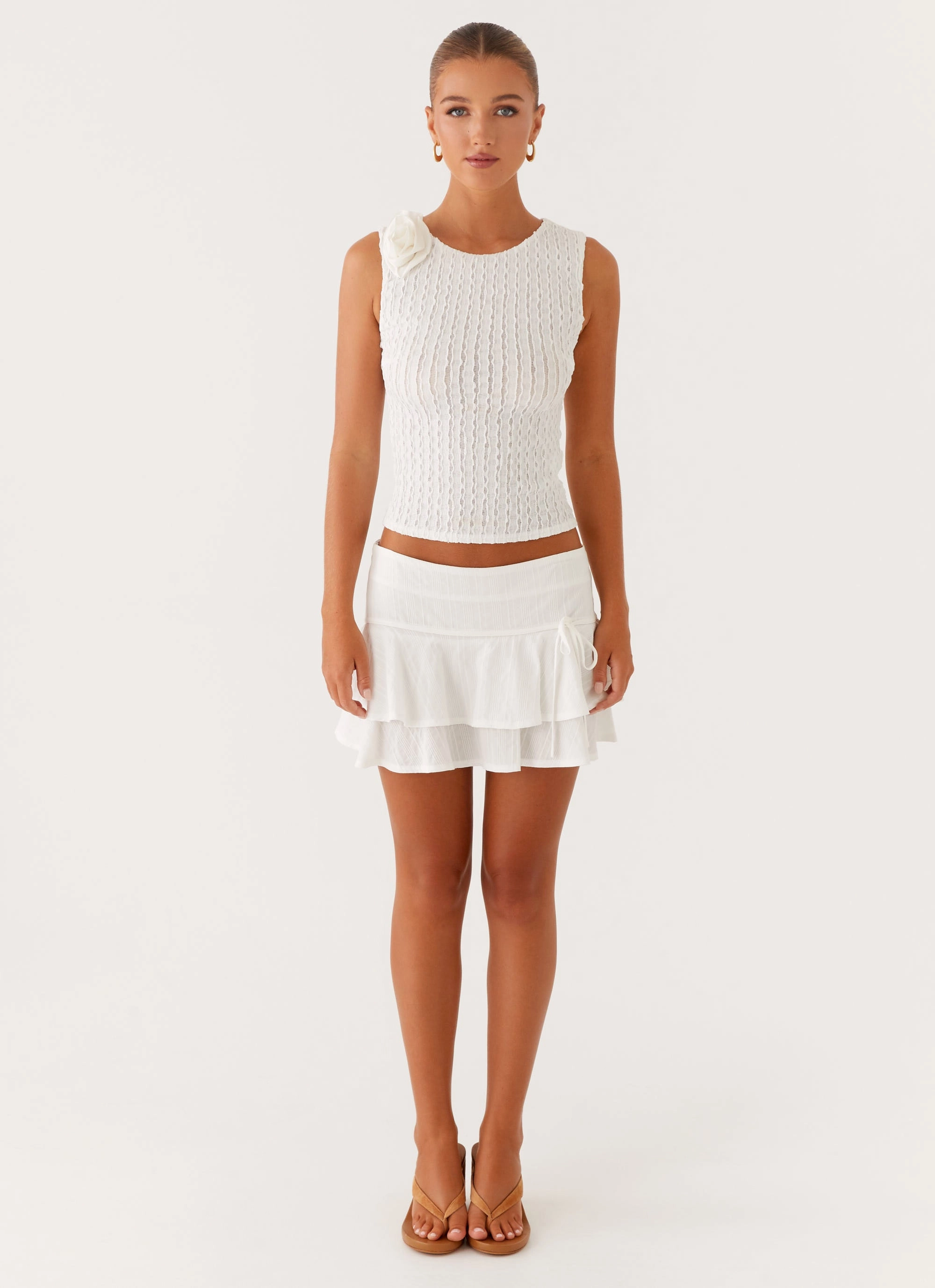 Lisbon Mini Skirt - White Evening Outing Budget Friendly