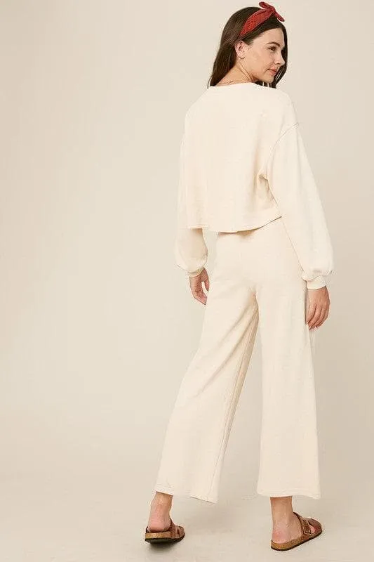 LISTICLE Knit Sweat Top and Pants Athleisure Lounge Sets