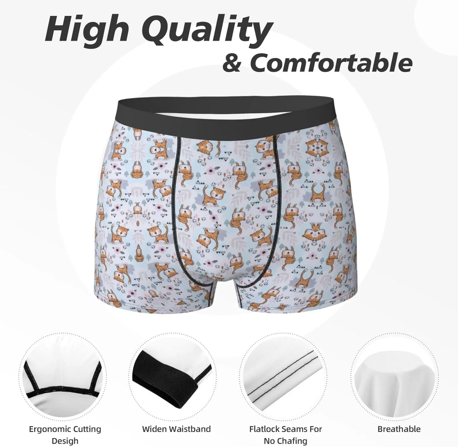 Llama Cartoon Pattern Print Men'S Boxer Briefs Underwear Trunks Soft Stretch Sport Breathable